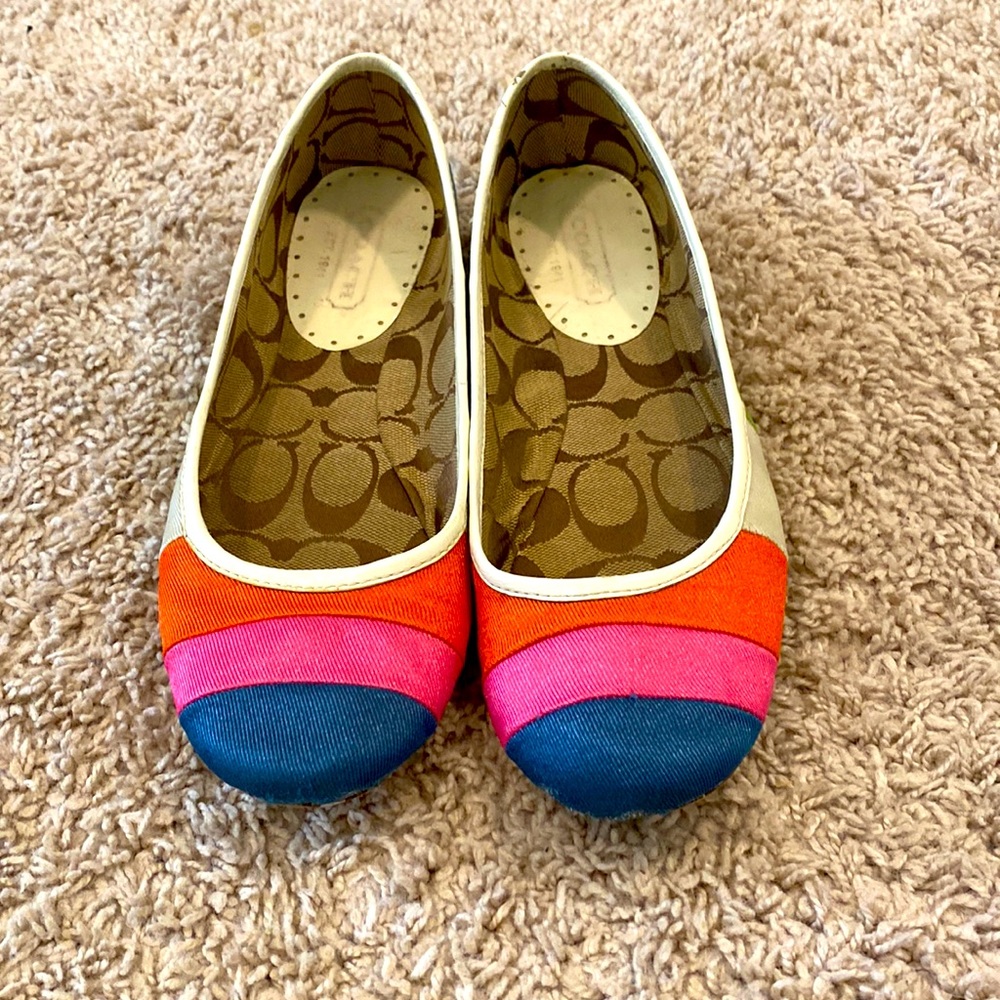 Coach Multicolored Striped Ballet Flats